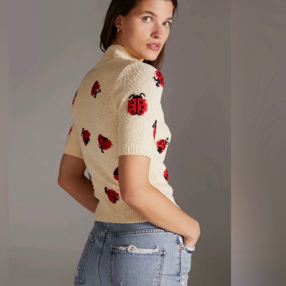 Mauve by Anthropology XSP Ladybug knit top